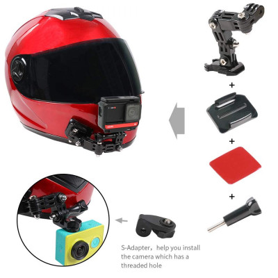 Avatar Shop|K&F Concept Suport Camera Actiune, Montare pe Casca Moto, Cleme J-Hook, Tampoane Cauciuc si Adezive, Cablu de Siguranta|K&F Concept