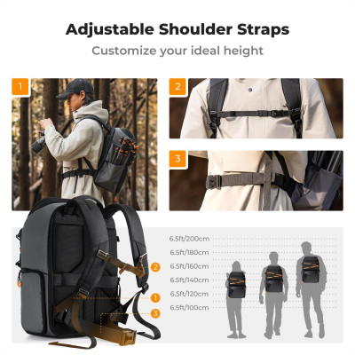 Avatar Shop|K&F Concept Rucsac Foto Star Wander 03, 25L, Nailon 1200D, Husa de Ploaie Inclusa, Acces Spate 180°, Laptop 15.6 inch|K&F Concept