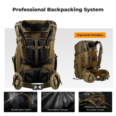 Avatar Shop|K&F Concept Star Wander 01 Rucsac Foto 30L, Champagne, Insert Detasabil cu 8 Diviziuni, Compartiment Laptop 15 inch|K&F Concept