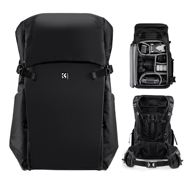 K&F Concept Rucsac Foto 30L Star Wander 02, Negru, Impermeabil, Insert Detasabil, Laptop 15 inch, Centura Talie Detasabila