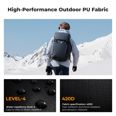 Avatar Shop|K&F Concept Rucsac Foto 30L Star Wander 02, Negru, Impermeabil, Insert Detasabil, Laptop 15 inch, Centura Talie Detasabila|K&F Concept