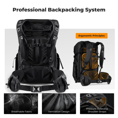 Avatar Shop|K&F Concept Rucsac Foto 30L Star Wander 02, Negru, Impermeabil, Insert Detasabil, Laptop 15 inch, Centura Talie Detasabila|K&F Concept