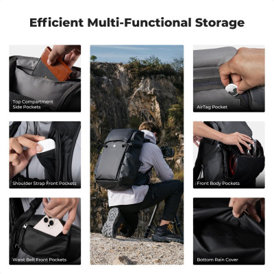 Avatar Shop|K&F Concept Rucsac Foto 30L Star Wander 02, Negru, Impermeabil, Insert Detasabil, Laptop 15 inch, Centura Talie Detasabila|K&F Concept