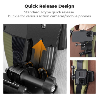 Avatar Shop|K&F Concept Clema Suport Rucsac, Rotatie 360 Grade, Deschidere 4cm, Compatibil GoPro si DJI Osmo, Clema Telefon 65-102mm|K&F Concept