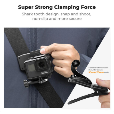 Avatar Shop|K&F Concept Clema Suport Rucsac, Rotatie 360 Grade, Deschidere 4cm, Compatibil GoPro si DJI Osmo, Clema Telefon 65-102mm|K&F Concept