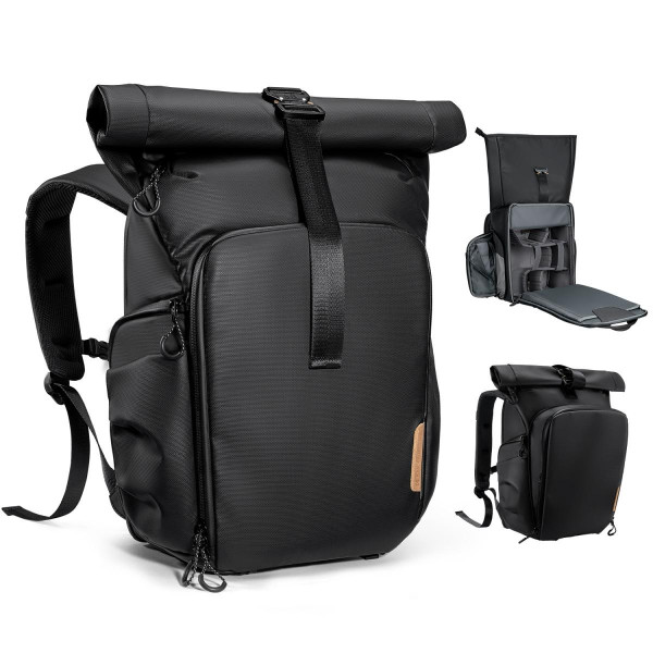K&F Concept Nature Wander 11 Rucsac Foto, 20L, Deschidere Spate 180 Grade, Laptop 15.6 Inch, Curele Trepied, Negru