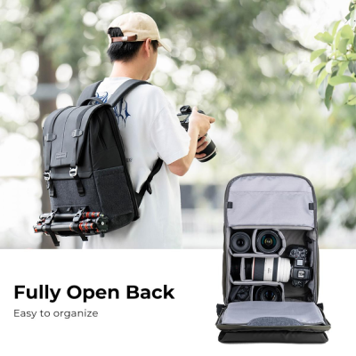 Avatar Shop|K&F Concept Beta Backpack Rucsac Foto 20L, Capacitate 1 Camera + 4 Obiective, Compartiment Laptop 15.6 Inch, Negru + Gri Inchis|K&F Concept