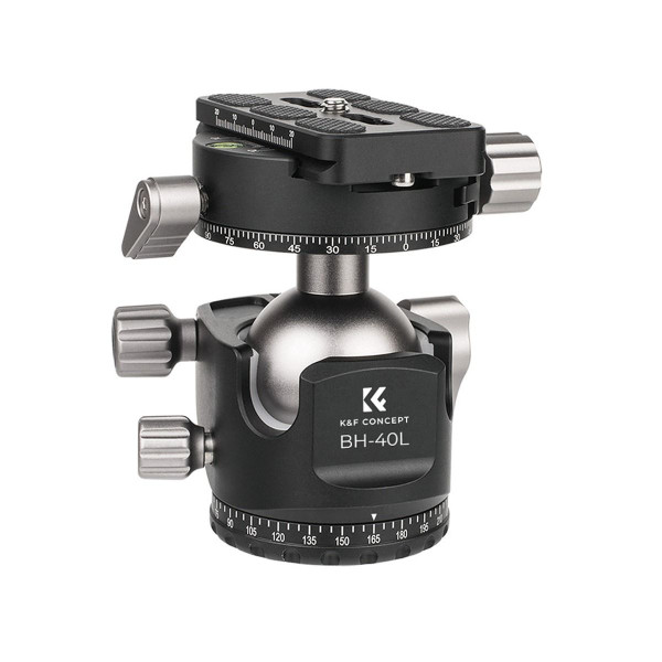 K&F Concept BH-40L Cap Bila Panoramic Dual, Sfera 36mm, Greutate 480g, Sarcina Maxima 15kg, Aliaj Aluminiu, Placa Acra