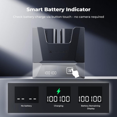Avatar Shop|K&F Concept Set 2 Acumulatori LP-E6NH si Incarcator, 2600mAh, PD 18W, Design Modular, Afisaj Inteligent|K&F Concept
