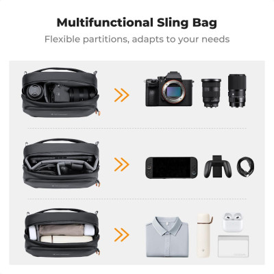 Avatar Shop|K&F Concept Geanta Sling Digitala, Compartimente Anti-Soc Personalizabile, Material PU Impermeabil, Fermoare Waterproof|K&F Concept
