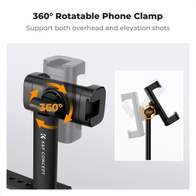 Avatar Shop|K&F Concept Suport Telefon DJI Osmo Pocket 3, Rotatie 360°, Inclinare 180°, 8 Porturi 1/4", Aluminiu, Otel Inoxidabil|K&F Concept
