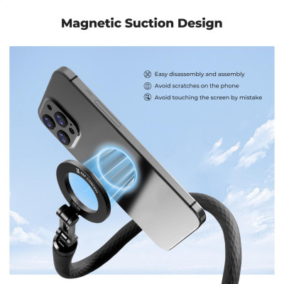 Avatar Shop|K&F Concept MS35 Suport Telefon Flexibil Magnetic, Magnet N52, Brat Flexibil, Rotire 360 Grade, Telecomanda Bluetooth 10m, 230g|K&F Concept