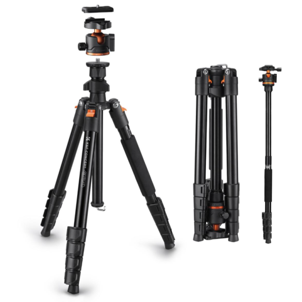 K&F Concept KF09.144V1 O275A5+BH-36 Trepied Foto-Video, Inaltime 192cm, Cap Bila 36mm, Capacitate 8kg, Monopied Detasabil