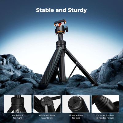 Avatar Shop|K&F Concept Trepied Desktop, Mini Trepied Magnetic si Selfie Stick 2-in-1, Compatibil DJI Osmo Nano/Action 6, Filet 1/4"|K&F Concept