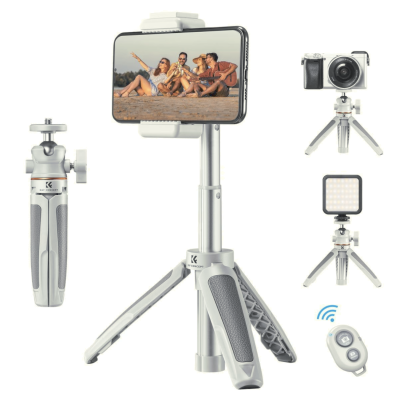 Avatar Shop|K&F Concept MS02 Mini Trepied, Portocaliu-Gri, Inaltime 130-340mm, Sarcina Maxima 2kg, Cap Bila 360°, Telecomanda Bluetooth|K&F Concept