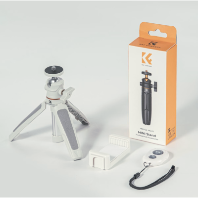 Avatar Shop|K&F Concept MS02 Mini Trepied, Portocaliu-Gri, Inaltime 130-340mm, Sarcina Maxima 2kg, Cap Bila 360°, Telecomanda Bluetooth|K&F Concept