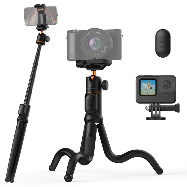 K&F Concept MS29 Trepied Flexibil Extensibil, Inaltime 26-60 cm, Cap Bila 360 Grade, Telecomanda Bluetooth, Greutate 395g