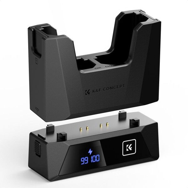 K&F Concept NP-FZ100 Incarcator Dublu Baterii, Design Modular Detasabil, Incarcare Rapida 18W PD, Afisaj Digital, Compatibil