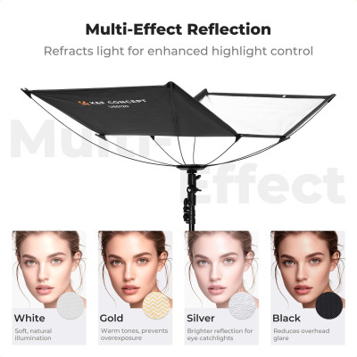 Avatar Shop|K&F Concept Reflector Curbat cu Eliberare Rapida, Dimensiune 123x65cm, Huse Magnetice 4-in-1, Baza Ajustabila 180°|K&F Concept