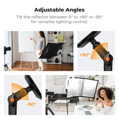 Avatar Shop|K&F Concept Reflector Curbat cu Eliberare Rapida, Dimensiune 123x65cm, Huse Magnetice 4-in-1, Baza Ajustabila 180°|K&F Concept