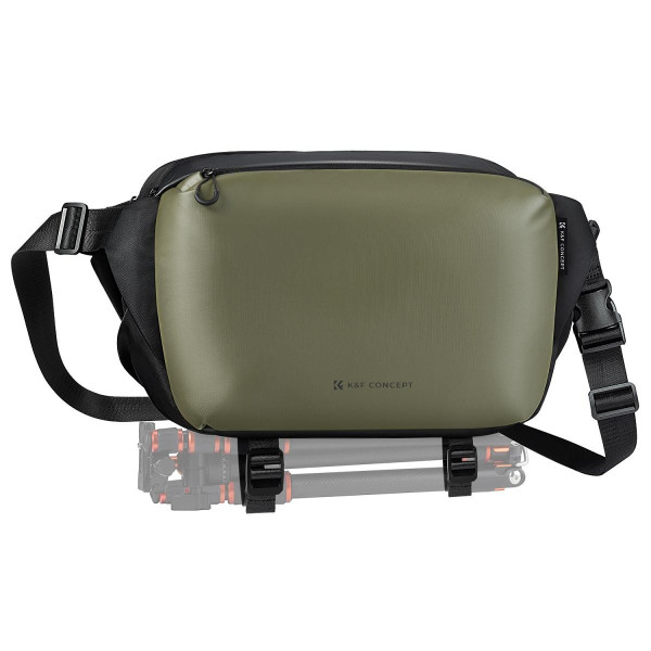K&F Concept Sling Bag Urban Wander 01, Capacitate 12L, Multifunctional, Fermoar Anti-Furt, Culoare Verde