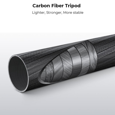 Avatar Shop|K&F D255C4+BH-28L Trepied Foto Fibra de Carbon, Greutate 1.3kg, Sarcina Maxima 10kg, Inaltime 52-173cm, 5 Sectiuni|K&F Concept