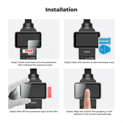 Avatar Shop|K&F DJI Osmo Pocket 3 Folie Sticla Securizata, Set 6 Bucati, Grosime 0.3mm, Duritate 9H, Strat Hidrofob, Claritate 99.99%|K&F Concept