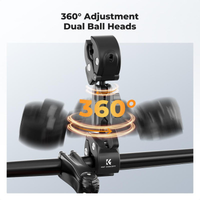 Avatar Shop|K&F Concept Suport Camera Dual Clamp cu Cap Bila 360°, Montare Ghidon Bicicleta/Motocicleta, Diametru 8-40mm, Aliaj Aluminiu|K&F Concept