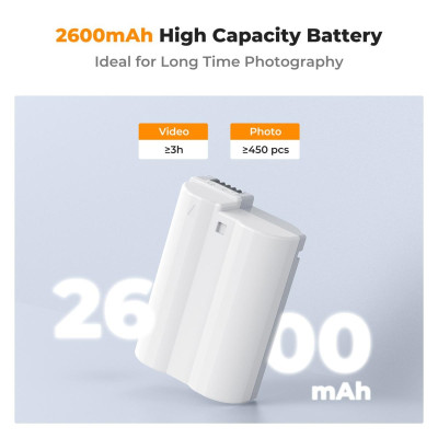 Avatar Shop|K&F Concept EN-EL15C Acumulator pentru Nikon, Capacitate 2600mAh, Incarcare Rapida Type-C, 7.2V 18.82Wh|K&F Concept