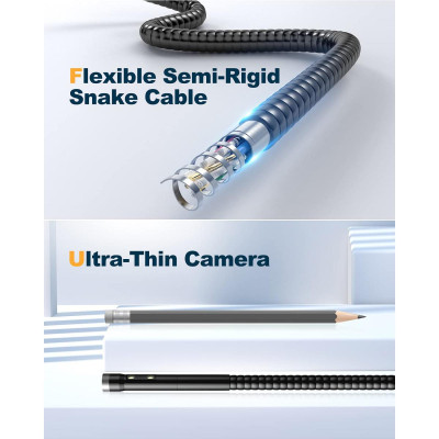 Avatar Shop|K&F Concept Endoscop Inspectie Dual Lens 1080P HD Borescope, Cablu 5m, Sonda 5.5mm, Ecran IPS 4.3 Inch, Waterproof IP67, Card|K&F Concept
