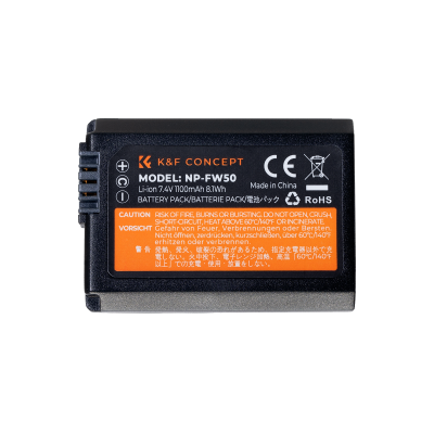 Avatar Shop|K&F FW50 Acumulator Camera Foto 1100mAh, Compatibil Sony, 7.4V, 8.1Wh, Litiu-Ion|K&F Concept