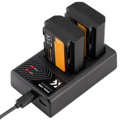 Avatar Shop|K&F FZ100 Set Baterie Dubla si Incarcator pentru Camera Digitala, 2880mAh, Incarcator Dublu, Compatibil Sony, USB/Type-C|K&F Concept