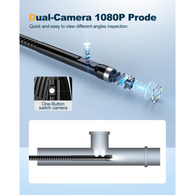 Avatar Shop|K&F Camera Endoscop Industrial Dubla Lentila, Sonda 5.5mm, Ecran IPS 4.3 Inch, Cablu 20M, IP67, 8 LED-uri|K&F Concept
