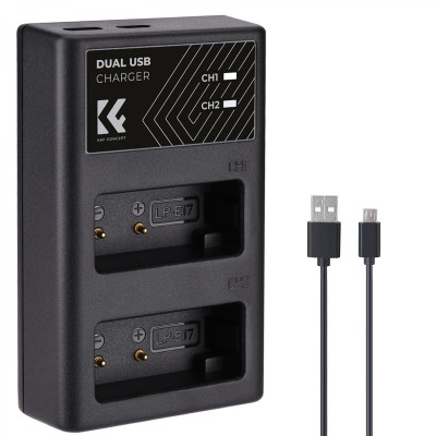 Avatar Shop|K&F Concept LP-E17 Incarcator Dublu Acumulatori, Porturi Type-C si Micro USB, Protectie Inteligenta, Compatibil Canon|K&F Concept