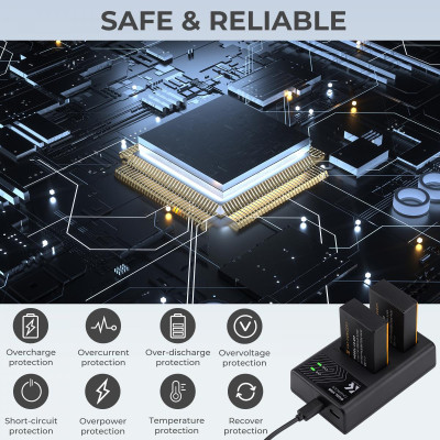 Avatar Shop|K&F Concept LP-E17 Incarcator Dublu Acumulatori, Porturi Type-C si Micro USB, Protectie Inteligenta, Compatibil Canon|K&F Concept
