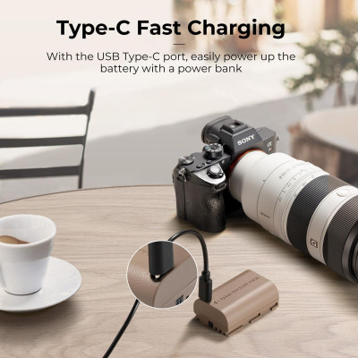 Avatar Shop|K&F Concept LP-E6NH Acumulator Camera, 2250mAh, Incarcare Tip C, Compatibil Canon EOS R5/R6/80D, Set 2 Bucati|K&F Concept