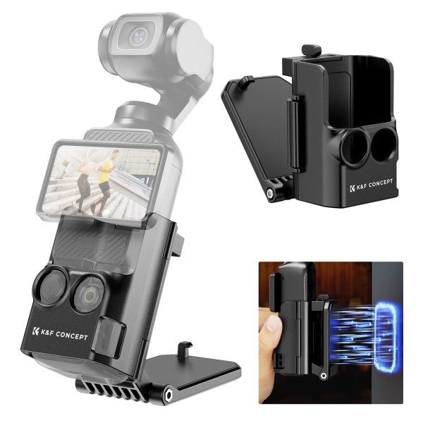 K&F Suport Magnetic pentru DJI Osmo Pocket 3, 6 Magneti N52, Unghi Reglabil 180 Grade, Greutate 54g, Baza Antiderapanta