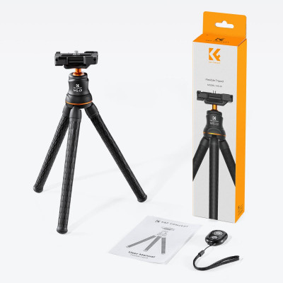 Avatar Shop|K&F Mini Trepied cu Telecomanda Bluetooth, Design 2-in-1, Sarcina 3kg, Greutate 0.32kg, Rezistent la Apa|K&F Concept