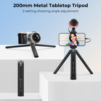 Avatar Shop|K&F MS05 Mini Trepied Metalic pentru Telefon si Camera, Inaltime Max 105mm, Capacitate 20kg, Interfata 1/4", Greutate 169g|K&F Concept