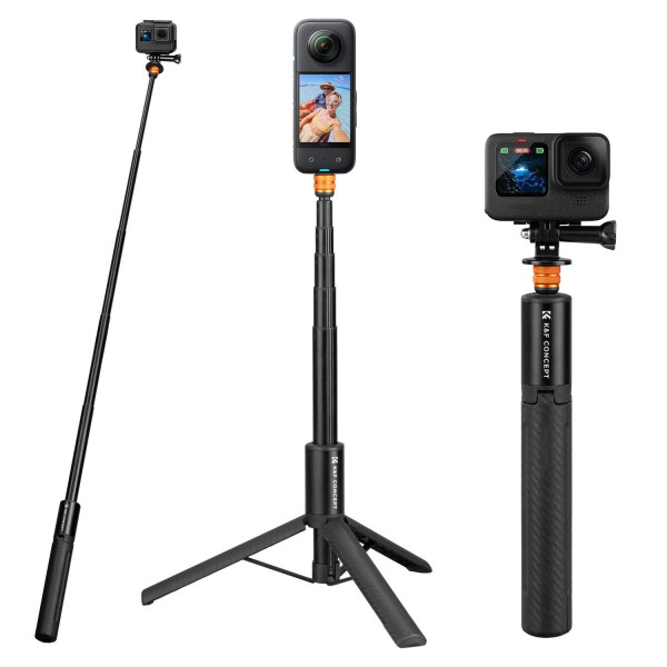 K&F MS21 Baston Selfie Invizibil, Lungime 120cm, Pliat 24cm, Greutate 202g, 7 Sectiuni, Adaptor GoPro