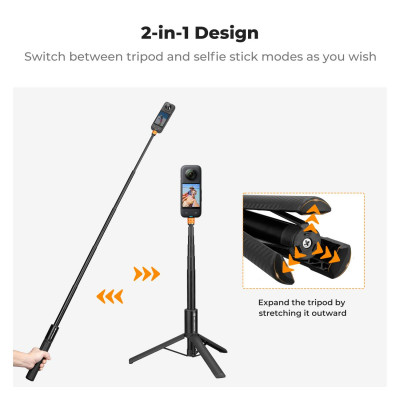 Avatar Shop|K&F MS21 Baston Selfie Invizibil, Lungime 120cm, Pliat 24cm, Greutate 202g, 7 Sectiuni, Adaptor GoPro|K&F Concept