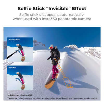 Avatar Shop|K&F MS21 Baston Selfie Invizibil, Lungime 120cm, Pliat 24cm, Greutate 202g, 7 Sectiuni, Adaptor GoPro|K&F Concept