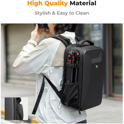 Avatar Shop|K&F Rucsac Foto Hardshell, Capacitate 22L, Compartiment Laptop 15.6 inch, Carcasa EVA Rigida, Suport Trepied, Negru|K&F Concept