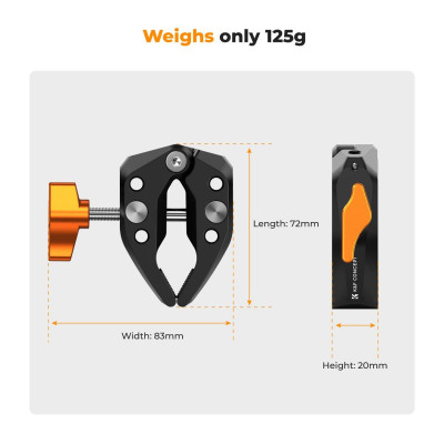 Avatar Shop|K&F Super Clamp Multifunctional, Diametru Maxim 60mm, Filet 1/4 Inch, Bacuri Anti-Alunecare, Greutate 125g|K&F Concept