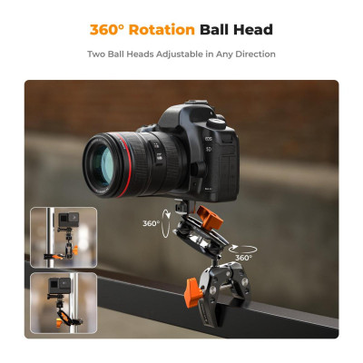 Avatar Shop|K&F Clema Super Clamp cu Brat Magic Arm, Sarcina Maxima 5kg, Diametru Falca 60mm, Filet 1/4 inch, Cap Rotativ 360 Grade|K&F Concept