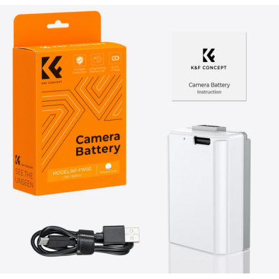 Avatar Shop|K&F NP-FW50 Acumulator Camera, 1100mAh, Incarcare Type-C, Compatibil Sony, Protectie Multipla|K&F Concept