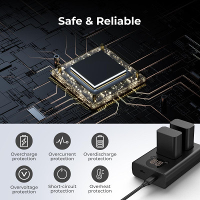 Avatar Shop|K&F Concept Incarcator Baterie NP-FW50, Display LCD, Dual Slot, Micro USB si Type-C, 6 Protectii|K&F Concept