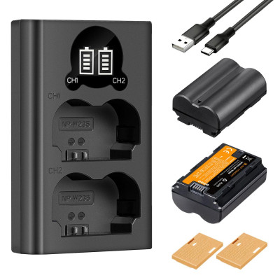 Avatar Shop|K&F NP-W235 Set Baterii si Incarcator Dublu, 2200mAh, Micro USB si Tip-C, Compatibil Fujifilm X-T5, X-T4, GFX 50S II|K&F Concept