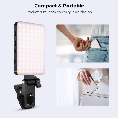 Avatar Shop|K&F Concept Lampa LED Video Clip, Putere 4W, Baterie 2000mAh, CRI95+, Temperatura Culoare 3000K-10000K|K&F Concept