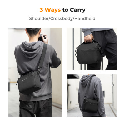 Avatar Shop|K&F Concept Geanta Foto Sling Crossbody, Culoare Neagra, Divizor Detasabil, Fermoare YKK, Material Canvas|K&F Concept